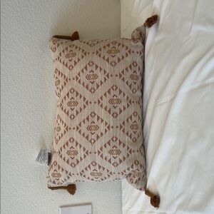 Geometric Patterned Pillow with Tassels